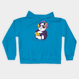 Cute Panda Playing Video Games - Funny Animals Kids Hoodie